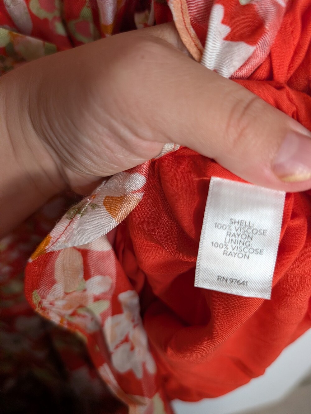 J. Jill Red Floral Wrap Summer Tropical Vacation Trip Ruffle Dress Size Large - Picture 5 of 11